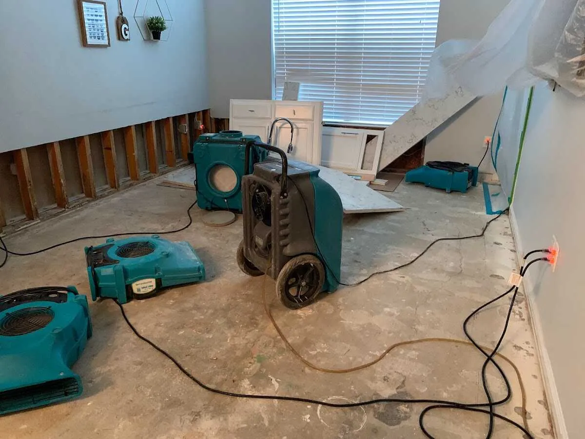 Dehumidifier in flood-cut room for Water Damage Restoration in Rosendale