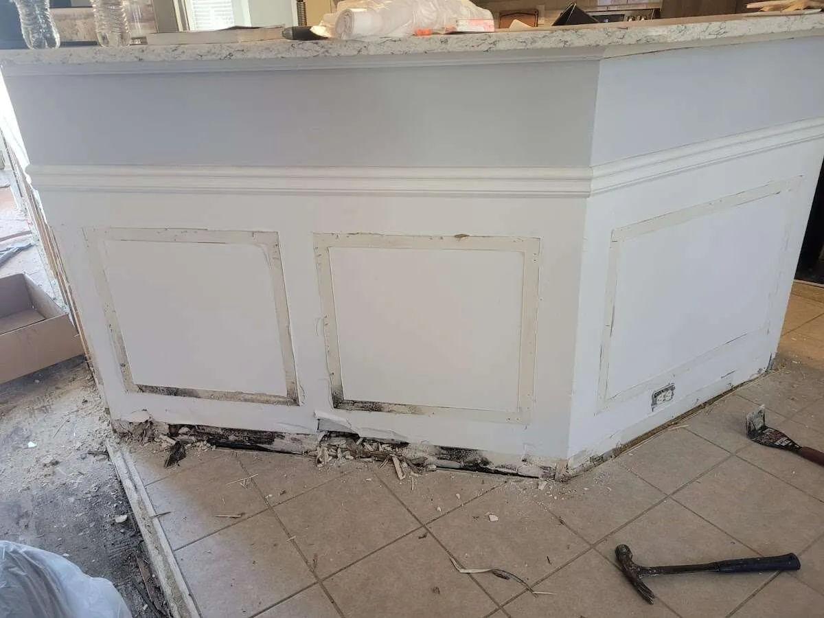 Water damage and mold on kitchen during Storm Damage Restoration in Rosendale